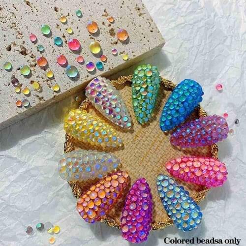 1440Pcs Mix Sizes Mermaid Symphony Beads Magic Pearl Aurora Glitter Crystal Decoration Nail Art Rhinestones Manicure Ornaments