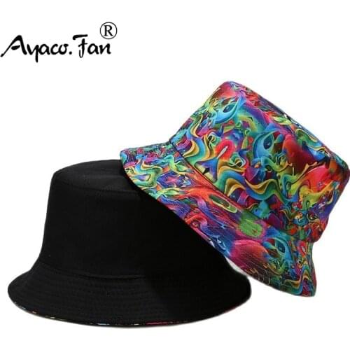 3D Dye Plant Print Women Bucket Hat Two Side Wear Sunhat Men Outdoor Travel Beach Caps Fishermen Hats Unisex Hip Hop Female Cap