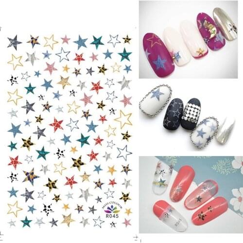 3D Stickers for Nails Self-adhesive Design Colorful Five-pointed Star Nail Art Decorations Decals Foil Wrap Manicure Accessories