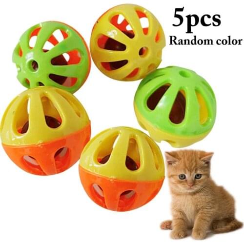 5PCS Random Color 1.42in Cat Bell Toy Cat Interactive Funny Ball Toy Plastic Cat Jingle Ball Toy Cat Chase Toy Training Toys