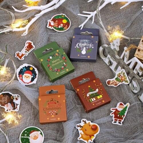 50pcs/box DIY Craft Sticker Stationery Sticker Christmas Greeting Decoration Mobile Phone Sticker Scrapbook Sticker Stationery