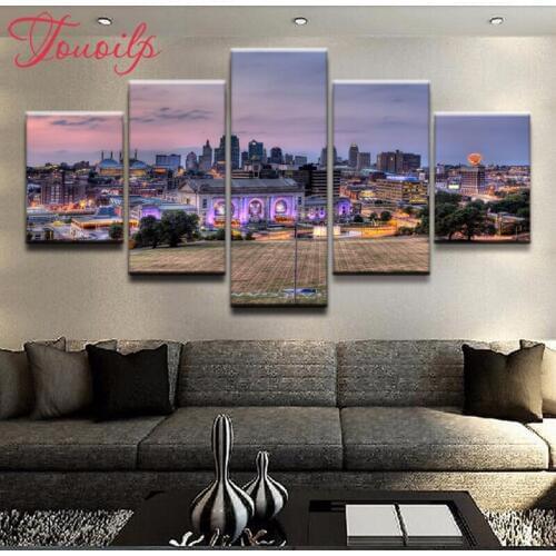 5D DIY Full Square&round 5pcs Kansas City 5d Diamond Painting City view 5d diy diamond Embroidery Mosaic Home Decor painting