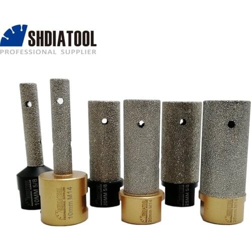 SHDIATOOL 1pc 5/8-11 or M14 Thread Vacuum Brazed Diamond finger bits Dia 10/20/25mm Milling bits for tile stone countertop