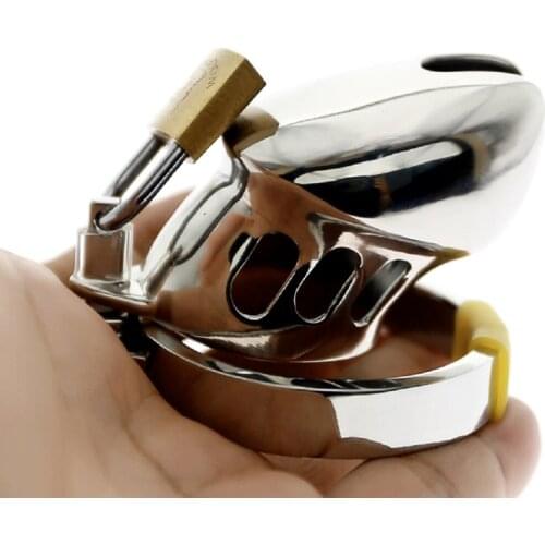 For Men Cock Cage Penis Lock Stainless Steel Penis Ring Chastity Device Belt Tool Restraint Sex Toys C001 3 Sizes Choose