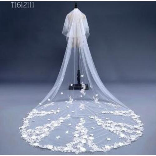 3*1.5 Meter White Ivory Cathedral Wedding Veils Long Lace Veil Wedding Accessories Mantilla Wedding Veil EE2106