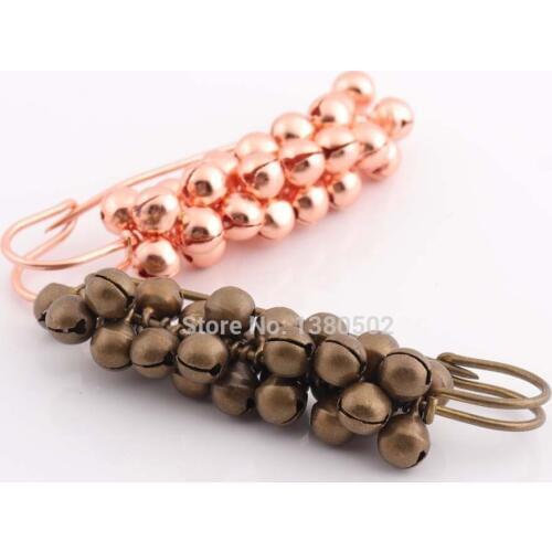 2pcs/lot rose gold and bronze color brooch pins safety pin with belll Decoration accessories