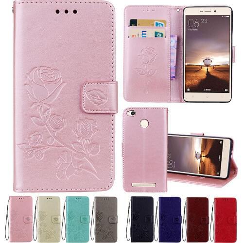 Xiaomi Redmi 3S Case Leather Case Back Cover For Xiaomi Redmi 3 S PRO Rose Flower Design Phone Cases Redmi 3 PRO 3S Cover