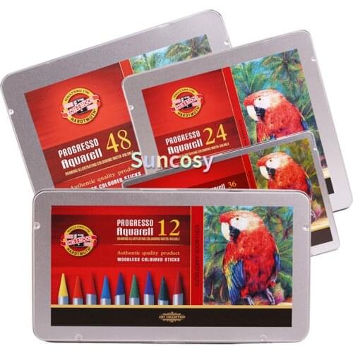 Koh-i-noor 36 color non wood water-soluble color pencils woodless 48 color water-soluble full lead color pencil iron box