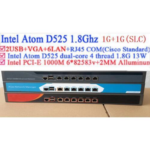 D525 1.8Ghz with intel PCI-E 1000M 6*82583v 1U server Ros hirouters Wayos for ros panabit hirouters m0n0wall firewall server