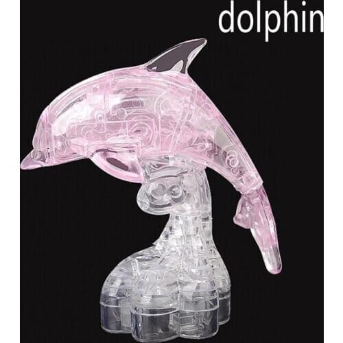 2020 Children DIY 3D Crystal Dolphin Puzzle Heart Building Blocks Toy Learning Education Toys