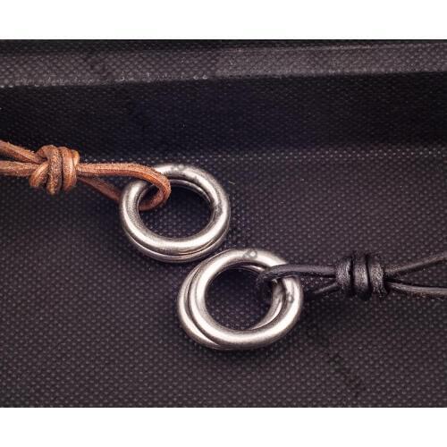 N257 Lot 10PCS Leather Surfer Beach Long Necklace Metal Circle Pendants Mens Womens Adjustable