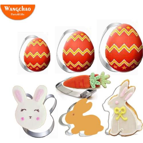 7 Shapes Happy Easter Egg Mold Rabbit Stainless Steel Mold Kitchenware 3D Cookie Cutter DIY Baking Decor Pastry Modelling Tools