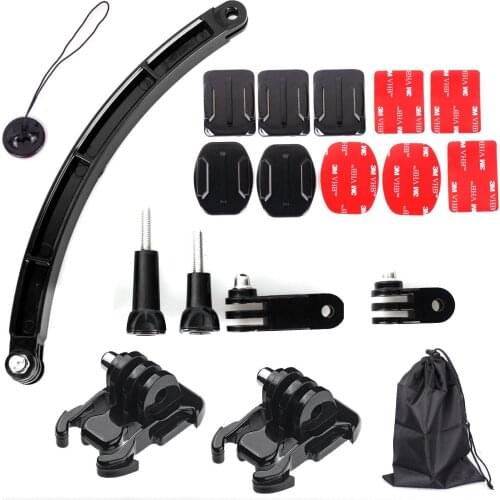 Gopro Accessories Curved Selfie Stick Helmet Selfie Stand Base Set Gopro Hero4 Hero4/3+ Face Extension Selfie Stick Accessories