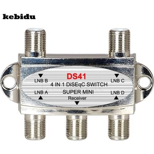 Kebidu High Quality Mini DiSEqC Switch 4x1 4 to 1 Out DiSeqc Switch Satellite Signal Antenna flat LNB Switch Model DS41 for TV