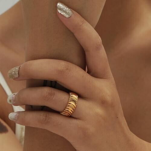 MANGOSKY 925 Silver Simple Style Snake Bones Pattern Ring