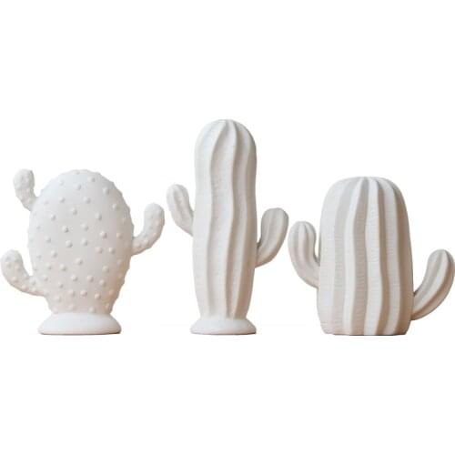 Nordic Style Cactus Figurines Miniature Matte Porcelain Cacti Ceramic Crafts Home Decoration Accessories For Living Room R693
