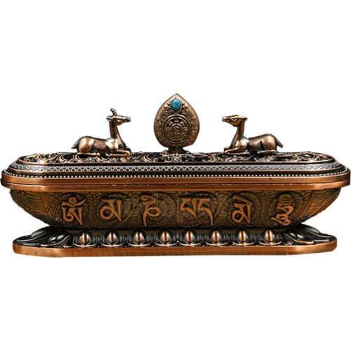 MagiDeal Chinese Style Alloy Incense Stick Holder Burning Joss Insence Insense Burner Box Ash Catchers