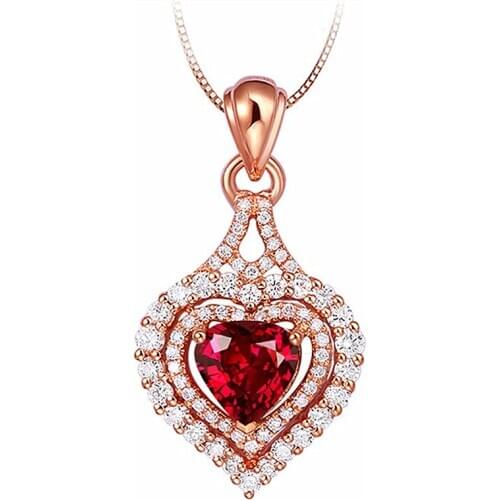 MOONROCY Crystal Chokers Pendant Necklace Rose Gold Color Red Heart for Women Female Dropshipping Jewelry Wholesale Gift