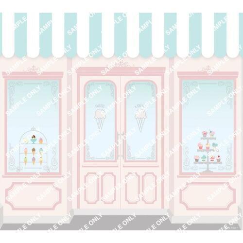 Ice cream dessert shop window striped backgrounds High quality Computer print party photo backdrop