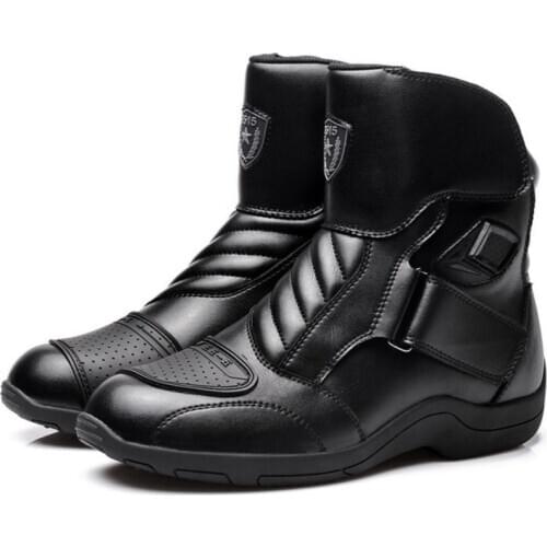PU Leather Motorcycle Racing Boots Mid-Calf Ankle Protective Gears Moto Motorbike Riding Shoes Foot Guards For Men Women
