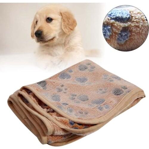 Pet Dog Blanket for Bed Mats Puppy Paw Printed Cat House Cushion And Blanket Coral Cashmere Winter Pets Dogs Accessories