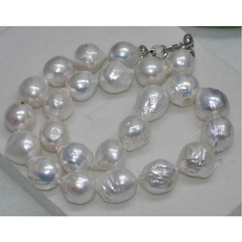 11-14mm Natural REAL HUGE SOUTH SEA WHITE BAROQUE PEARL NECKLACE