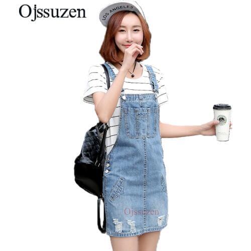 Summer Womens Denim Dress Short Sexy Spaghetti Strap Female Casual Sundresses Ripped Preppy Style Woman Jeans Dresses Blue