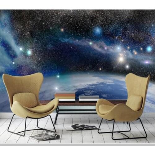 Custom Beautiful fantasy universe blue starry space 3d wallpaper,living room tv wall childrens bedroom home decor ktv bar mural