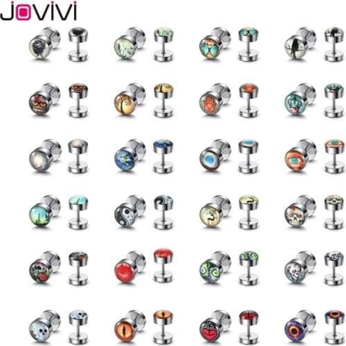 Jovivi Stainless Steel 16G Fake Ear Expander Screw Ear Stud Barbell Earrings Fake Ear Plugs Tunnels Gauges Ear Piercing Jewelry