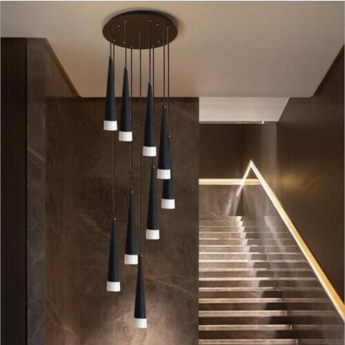 Nordic Spiral Staircase Chandelier Light Villa Living Room Long Chandelier Simple Restaurant Bar Table Lamp Tapered Bedside Lamp