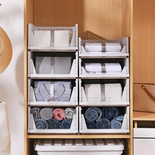 Layered Wardrobe partition storage rack drawertype foldable cabinet stackable closetorganizer interspace shelf clothes organizer
