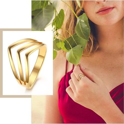 Stylish V-Shaped Ring Women,Boho Knuckle Finger Wedding Bands Jewelry,Geometric Stainless Steel Accessories,bague femme