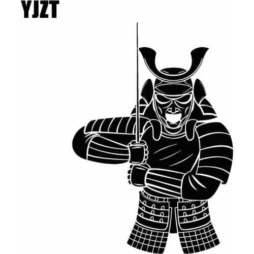 YJZT 12.1*17.3CM Firece Brave Janpanese Samurai Soldier Warrior Decal Black/Silver Covering The Body Car Sticker Vinyl C20-1751