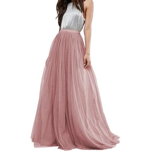 2020 Women Long Tutu Tulle Sirts Wedding Petticoat Underskirt Crinoline Skirts for Prom Bridesmaid Party Free Shipping