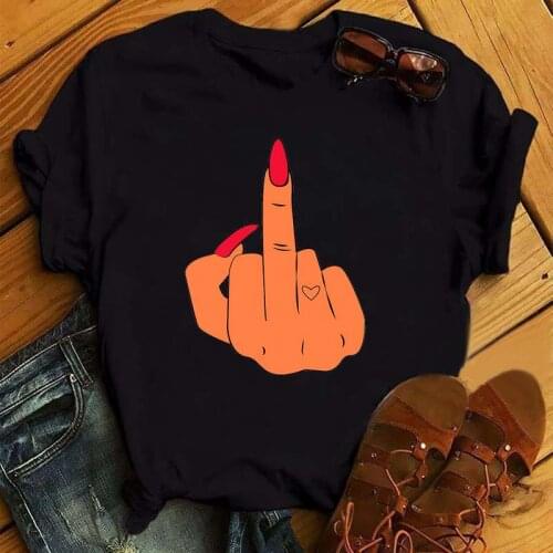 Women T Shirt Black Funny Nail Art Shirt Summer Casual Short Sleeve Shirts Harajuku Ulzzang Girls Tee Female Goth Tops