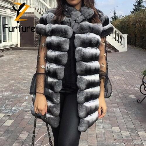 YZ.FURTURE Fashion Whole Skin Thick Warm Natural Real Chinchilla Rex Rabbit Fur Womens Jackets Fur Handmade Clothing Fur Coat