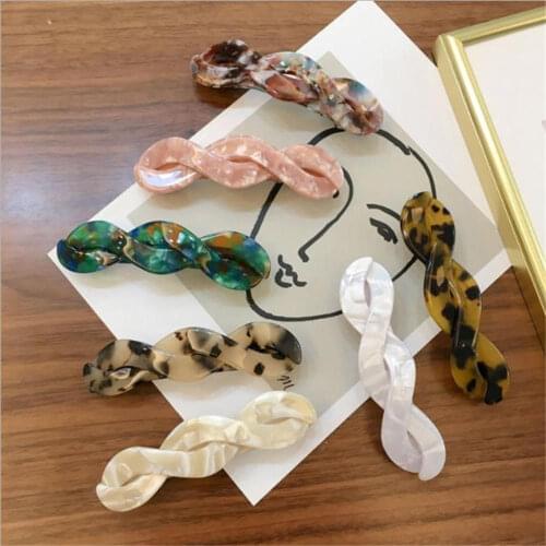 Women Elegant Korean Design Acetate Geometric Hair Accessories Simple Retro Leopard Female Top Clip Catch Clip Headdress Access