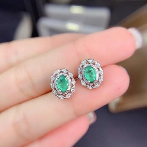 Elegant lovely Sun flower natural green Emerald stud earrings Natural gemstone earrings 925 silver women girl party gift jewelry