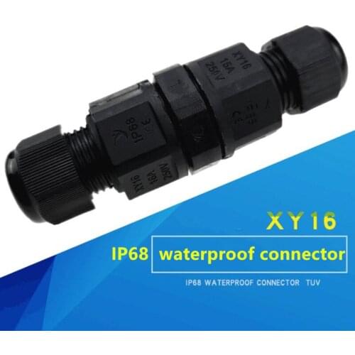 1pcs IP68 3 Pins Straight Wire Cable Waterproof Connector Nylon PA66 Shell Wire-to-wire Power Connector For Outdoor Led Light