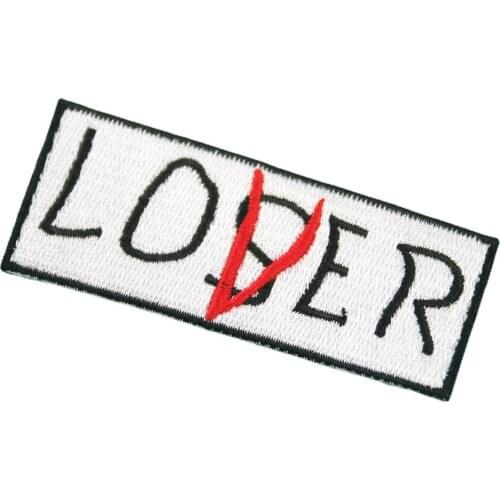 1PCS Lover Loser Letter Badge Embroidery Sew Iron on Patch Clothing Bag Applique DIY Apparel Accessories Halloween Clothes Decor