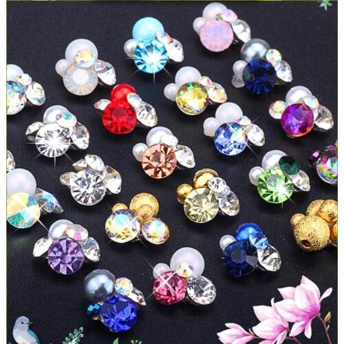 10 Pcs/Lot Bright Gem Design Charms Rhinestones Decoration Flowers Design Rhinesto Nails Strass Metal Studs 3D Nail Art Tool DIY