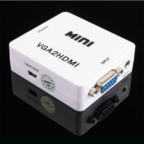 1080P Mini VGA to RCA AV Converter with 3.5mm VGA 2AV / CVBS Audio + Audio to PC HDTV Converter