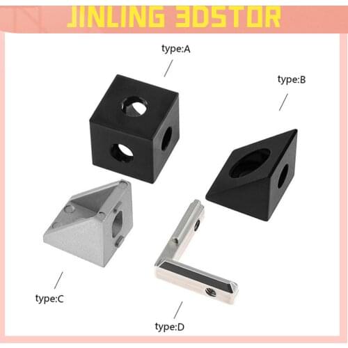 3D Printer 2020 Aluminum Block Cube Prism Connector Wheel Regulator Corner V-slot Three Way Connector 90 degree Angl