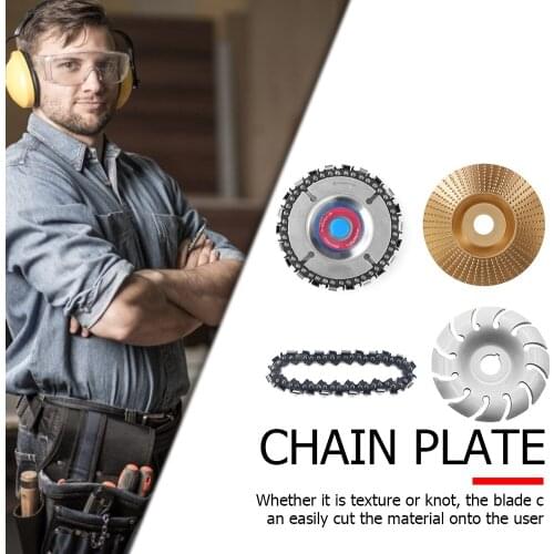 4pcs Grinder Chain Disc Set 12 Teeth Wood Shaping Disc for Wood Angle Polishing Grinding Wheel Tool Chain Carving Tools