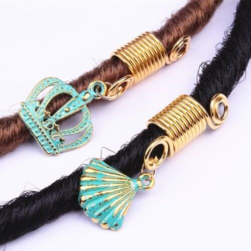 5 Pcs/Pack Gold 8 Styles Charms Diy Shell Hair Braid Dread Dreadlock Beads Clips Cuffs Rings Jewelry Dreadlock Hair Accessories