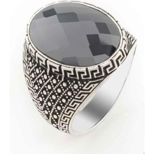 925 sterling Silver Black Zircon Men Ring Model 2