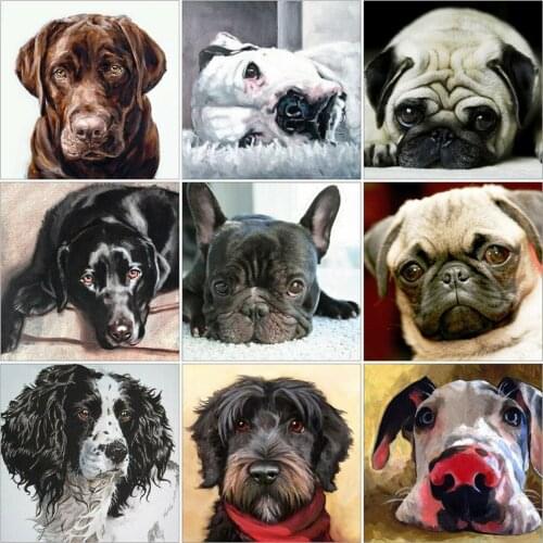 HUACAN Full Drill Diamond Painting Dog 5D Animal Diamond Embroidery Mosaic Cross Stitch Wall Art Handmade Gift