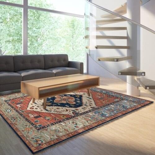 Reese Velvet Short Hair Classic Bohemian Style Anti Slip Carpets Pro Rug Living Room Easy Clean Geometric Floor Protection Decor