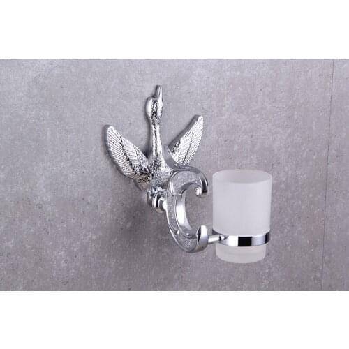 Free shipping chrome finish Crystal swan cup tumbler holder New