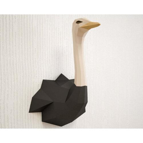 Paper Crafts Ostrich 3D Paper Model Home Decor Bar Living Room Wall Decoration Crafts DIY Geometric Origami Handmade Papercraft